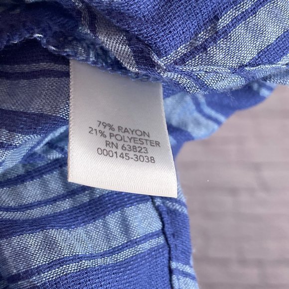 CJ Banks 3X Blue Striped Surplice Faux Wrap Rayon Blend Blouse Top Shirt Plus - Picture 4 of 4